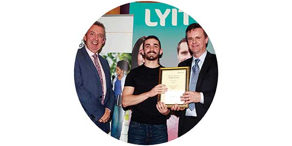 Presentation of an Opt to Achieve Award by Padraig Monaghan and Paul Hannigan, President of LYIT
